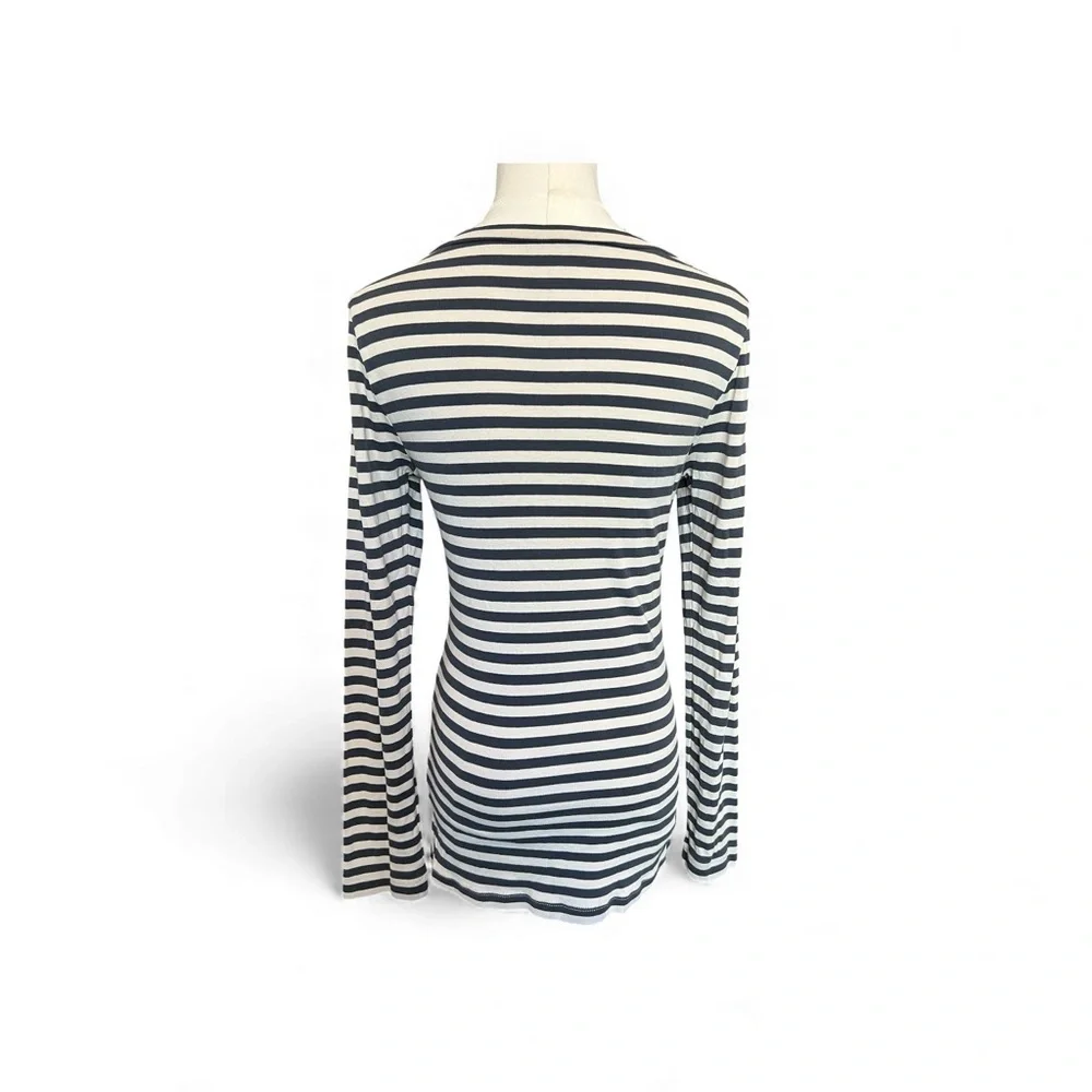 GUC J.Crew blue & cream striped long sleeve tee – size M - Picture 5 of 8